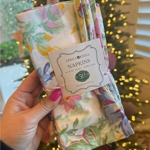 April Cornell Eternal Rose floral spring dinner napkins set of 10 16” X 16”